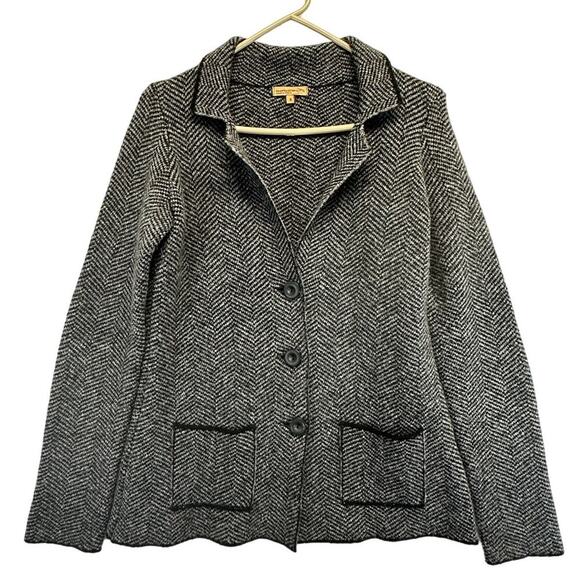 Cocogio Women Herringbone Jacket Blazer Made in Italy Wool Spandex Small - Picture 1 of 8